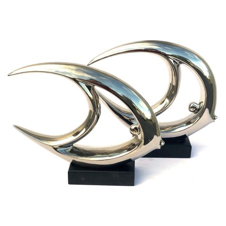 AFD HOME Ceramic Fish Sculpture; Silver - Set of 2 12016314